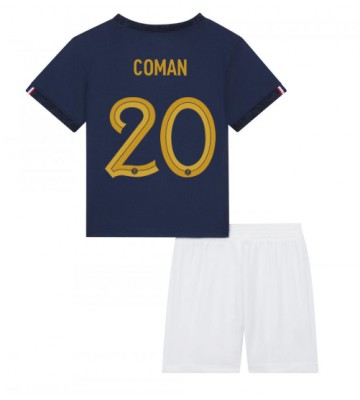 France Kingsley Coman #20 Replica Home Stadium Kit for Kids World Cup 2022 Short Sleeve (+ pants)